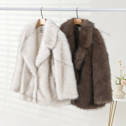 Abrigo Oversize Mujer Pelo Sintético Neo Mint 2025 | Chaqueta Gruesa Cálida Invierno Estilo Fashion