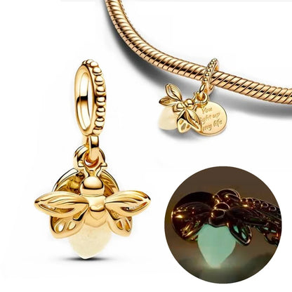Charm luciérnaga plata 925 luminoso – Abalorio que brilla en la oscuridad para pulsera tipo Pandora mujer