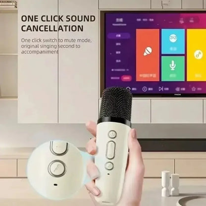 XIKCU Máquina de Karaoke portátil – Parlante con luces RGB + 2 micrófonos inalámbricos para fiestas y cumpleaños