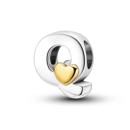 Charm letras alfabeto inglés de plata 925 – Colgante inicial A-Z para pulsera tipo Pandora, joyería DIY personalizada