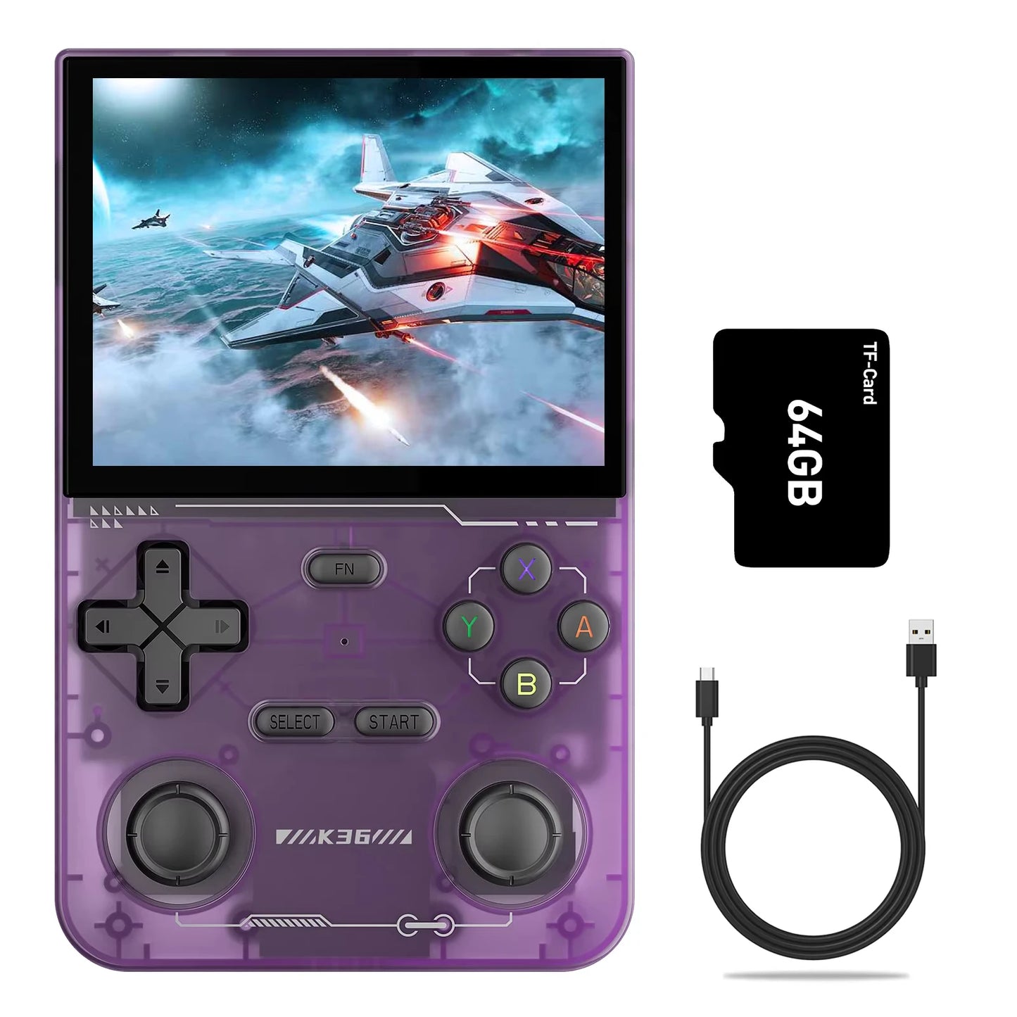 K36 Retro Handheld Game Console – Consola Portátil 3.5” IPS Linux con 64GB para PS1/PSP/N64