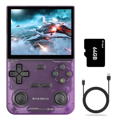 K36 Retro Handheld Game Console – Consola Portátil 3.5” IPS Linux con 64GB para PS1/PSP/N64