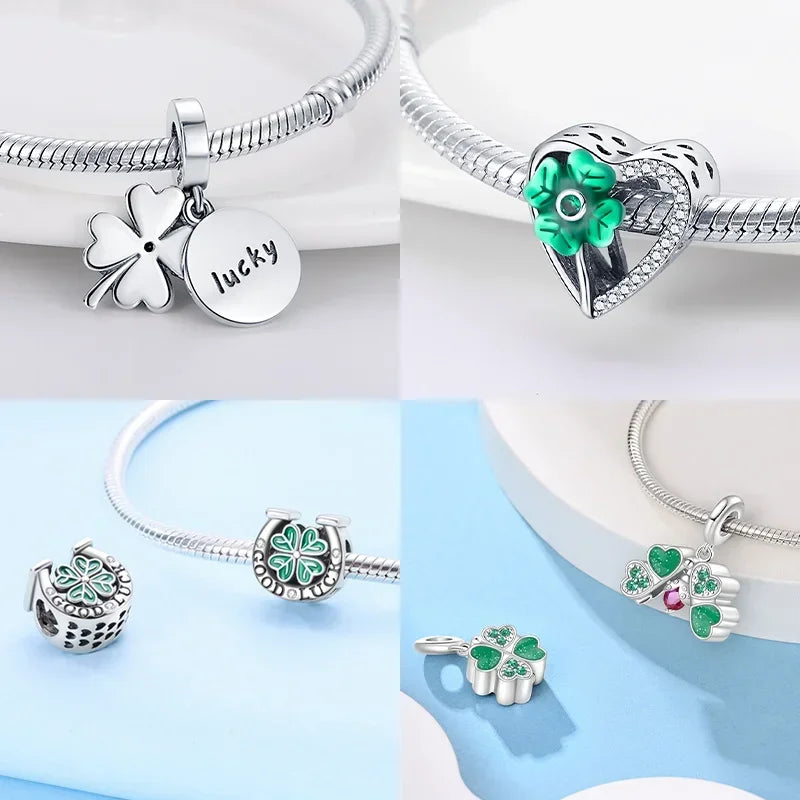Charm Trébol de Cuatro Hojas en Plata 925 – Abalorios Suerte para Pulseras Originales Mujer