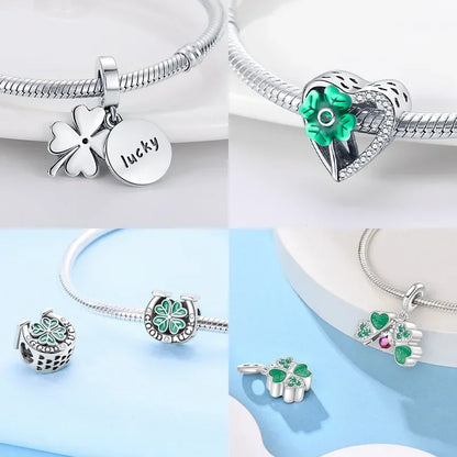 Charm Trébol de Cuatro Hojas en Plata 925 – Abalorios Suerte para Pulseras Originales Mujer