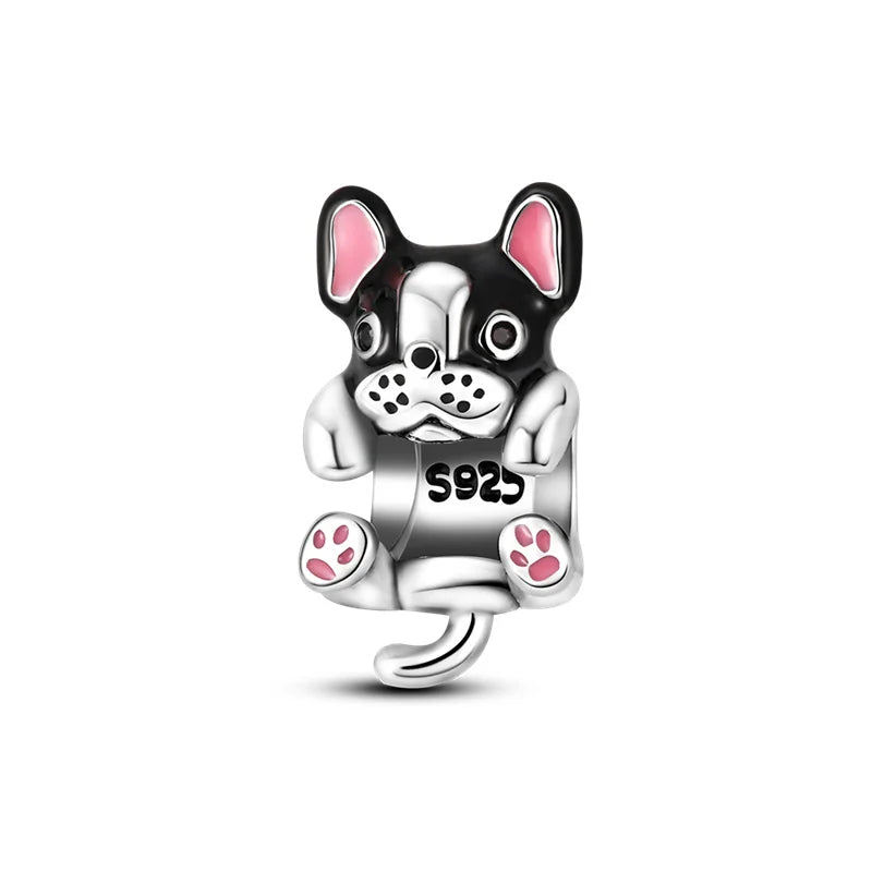 Charm Gato y Perro en Plata 925 – Abalorios 3mm para Pulseras Originales DIY Mujer