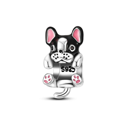 Charm Gato y Perro en Plata 925 – Abalorios 3mm para Pulseras Originales DIY Mujer