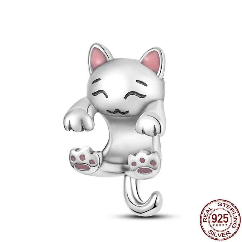 Charm animal mascota en plata 925 – Abalorio elegante para pulsera o collar tipo Pandora, joyería personalizada mujer