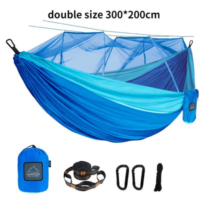 Hamaca Portátil con Mosquitera – Nylon Ligero para Camping y Viajes | Tamaño Individual y Doble