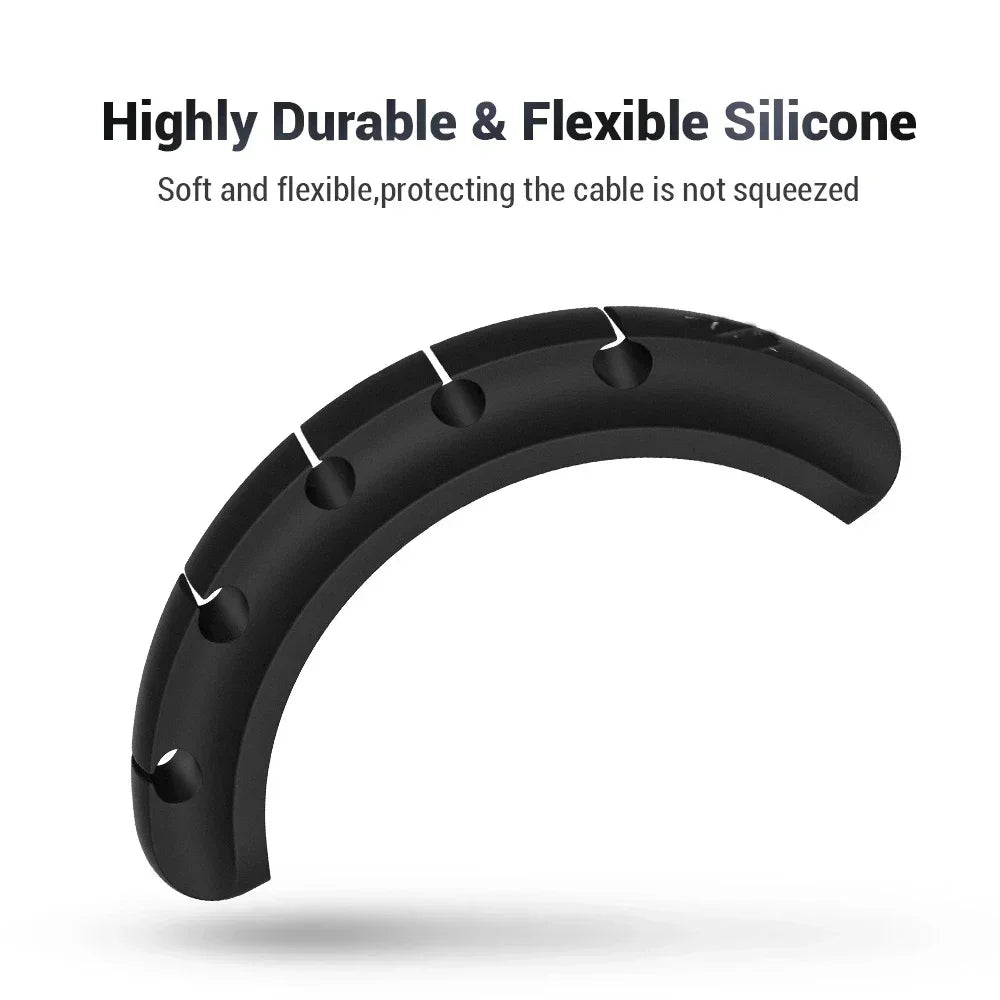 L16 Organizador de Cables de Silicona | Enrollador USB | Clips de Gestión de Escritorio para Ratón, Auriculares y Cables