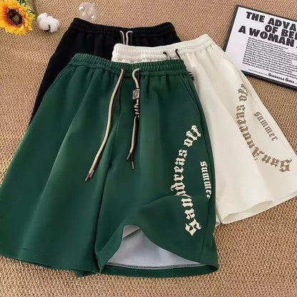 Shorts Veraniegos Hombre 2025 | Estilo Retro con Estampado de Letras y Corte Oversize