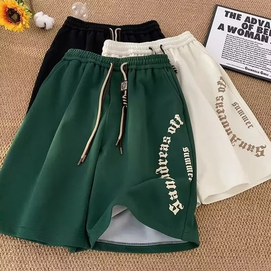 Shorts Veraniegos Hombre 2025 | Estilo Retro con Estampado de Letras y Corte Oversize