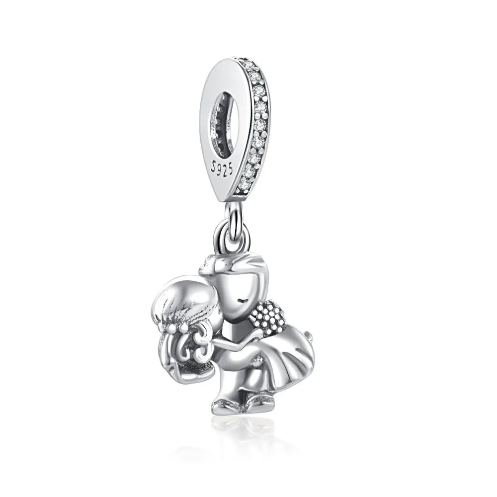 Charm Plata 925 Árbol de la Familia, Pluma, Copo de Nieve y Niño | Dijes Colgantes Compatibles con Pulseras Pandora