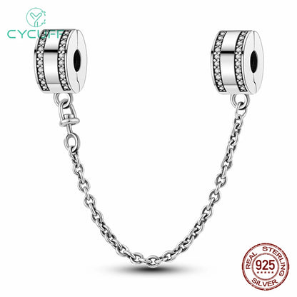 Charm de Plata 925 – Safety Chain, Avión, Tierra, Cámara y Margarita para Pulsera DIY Mujer