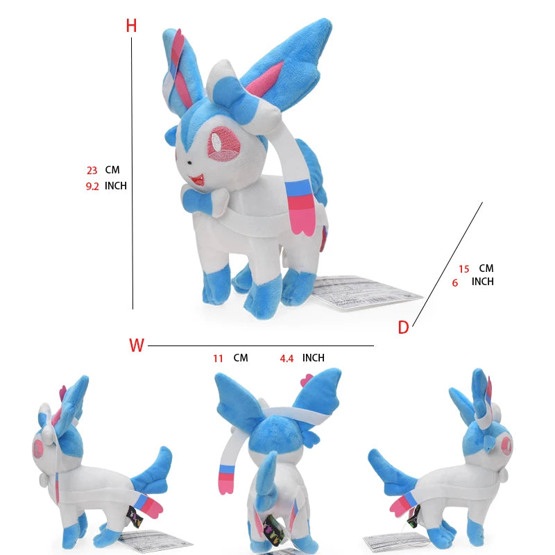 Peluches Pokémon Eeveelutions | Leafeon, Vaporeon, Glaceon, Sylveon, Espeon, Umbreon | Suaves y Coleccionables