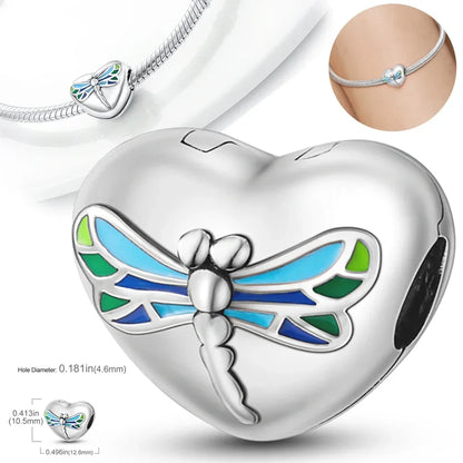 Charm Plata S925 Mariposa Libélula Flores con Gemas | Compatible Pulsera Pandora