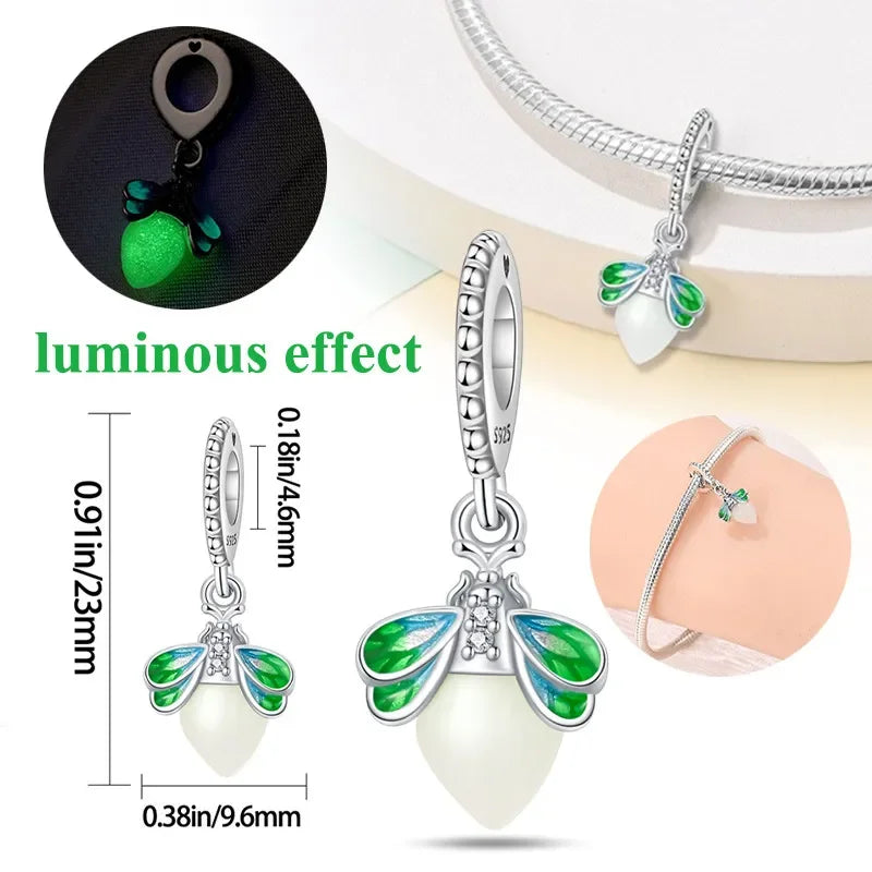 Charm Camaleón Luminoso en Plata S925 | Brilla en la Oscuridad | Compatible con Pulsera Pandora Original