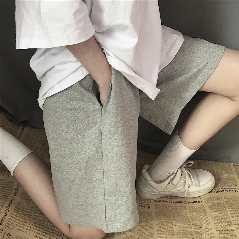 Short Negro Mujer Cintura Alta Elástica | Pantaloneta Oversize Pierna Ancha Y2K Verano Unisex