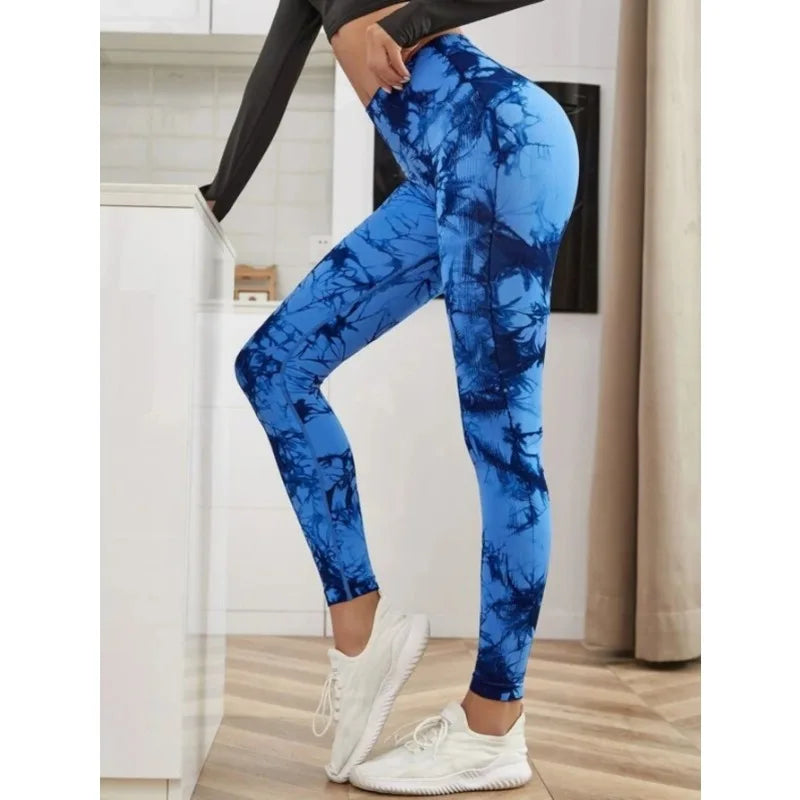 Leggings Seamless Mujer | Mallas Deportivas Cintura Alta Tie Dye Push Up Yoga y Fitness
