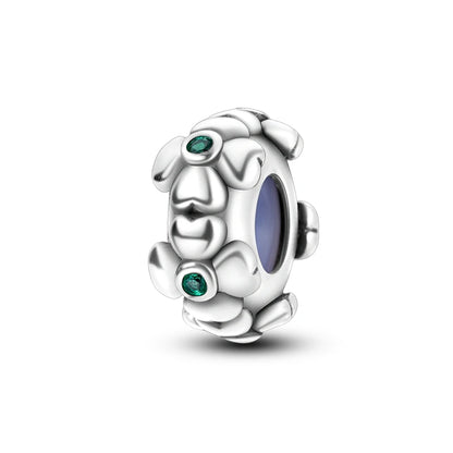 Charm de Plata S925 Mariquita de Siete Puntos y Trébol de la Suerte – Abalorio Colorido y Brillante para Pulseras Originales