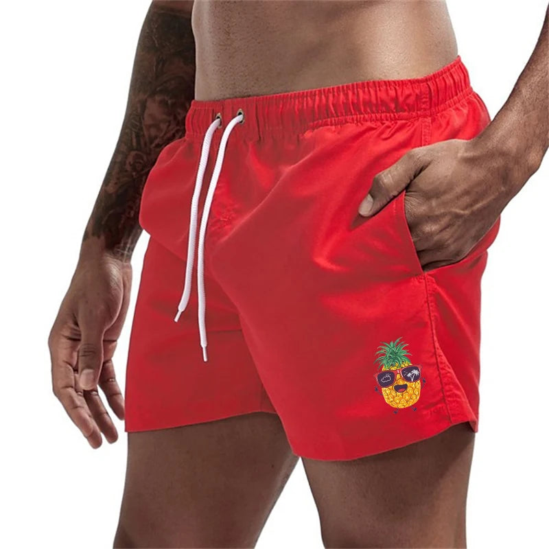 Bañador Hombre Piñas Verano | Shorts Playa Secado Rápido con Bolsillos y Forro – Swimwear Tropical