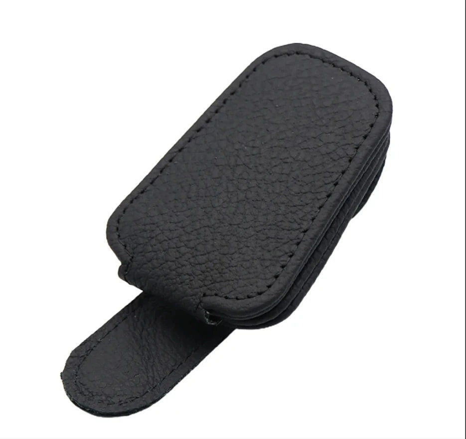 2PCS Porta Gafas de Sol Magnético para Parasol de Coche – Clip de Cuero con Soporte para Gafas y Tickets