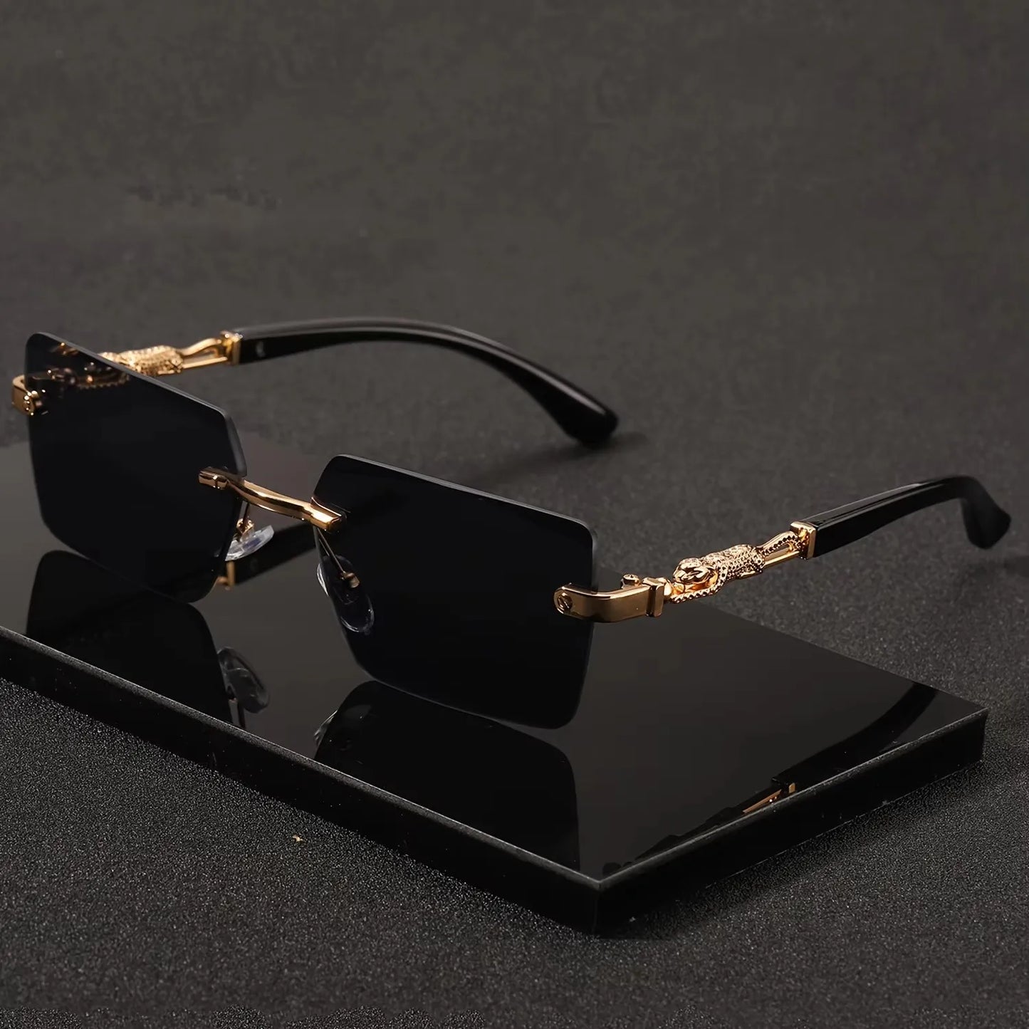 Gafas de Sol Rectangulares Sin Montura Unisex | Fashion Rimless UV400 Retro para Playa, Viajes y Deportes