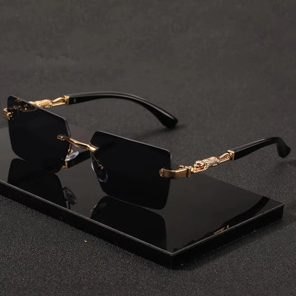 Gafas de Sol Rectangulares Sin Montura Unisex | Fashion Rimless UV400 Retro para Playa, Viajes y Deportes