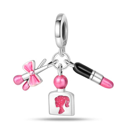 Charm Botella de Perfume en Plata 925 con Corona Rosa – Abalorio Romántico para Pulseras Tipo Qikaola, Regalo San Valentín