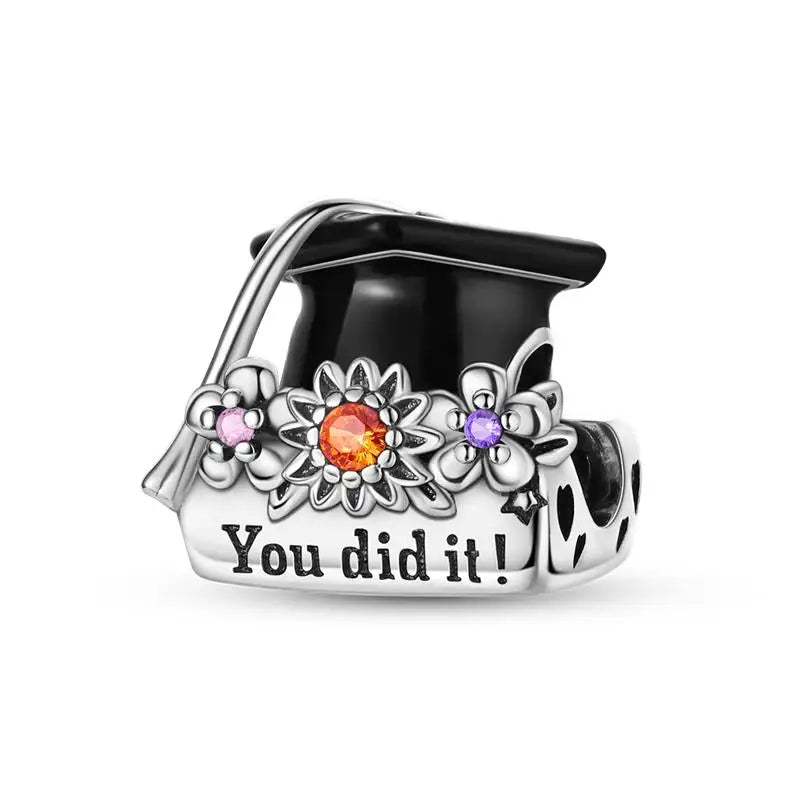 Charm Birrete de Graduación Plata 925 | Compatible Pandora Original