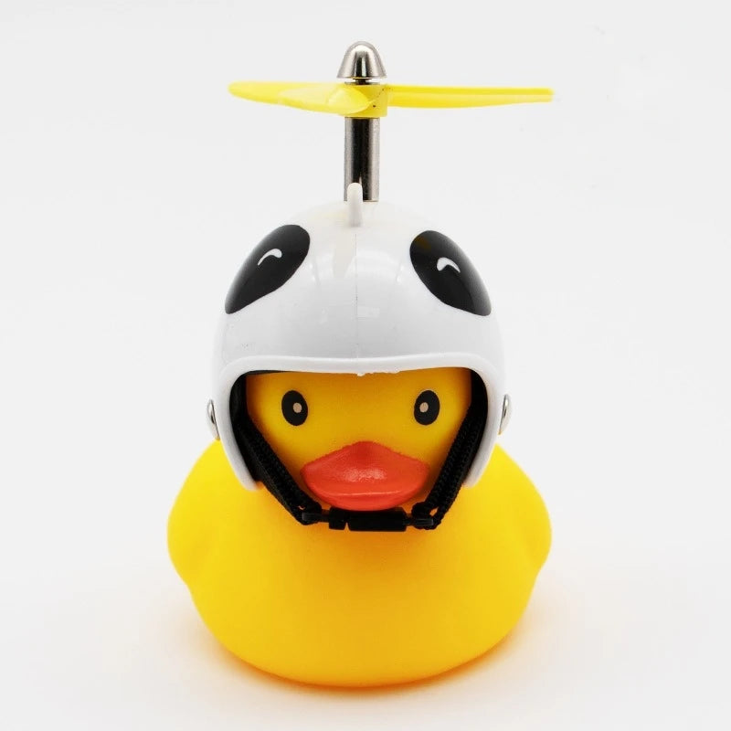 Pato Amarillo Decorativo con Casco, Gafas y Hélice | Adorno Divertido para Coche, Moto o Bicicleta