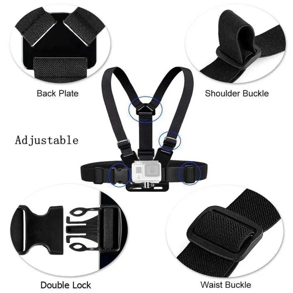Arnés de pecho con soporte giratorio para smartphone – Compatible con iPhone, GoPro Hero 12/11/10/9, Insta360 X3 y DJI
