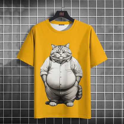 Camiseta Oversized Hombre y Mujer | Verano 2025 | Estampado Gato Divertido Manga Corta Cuello Redondo