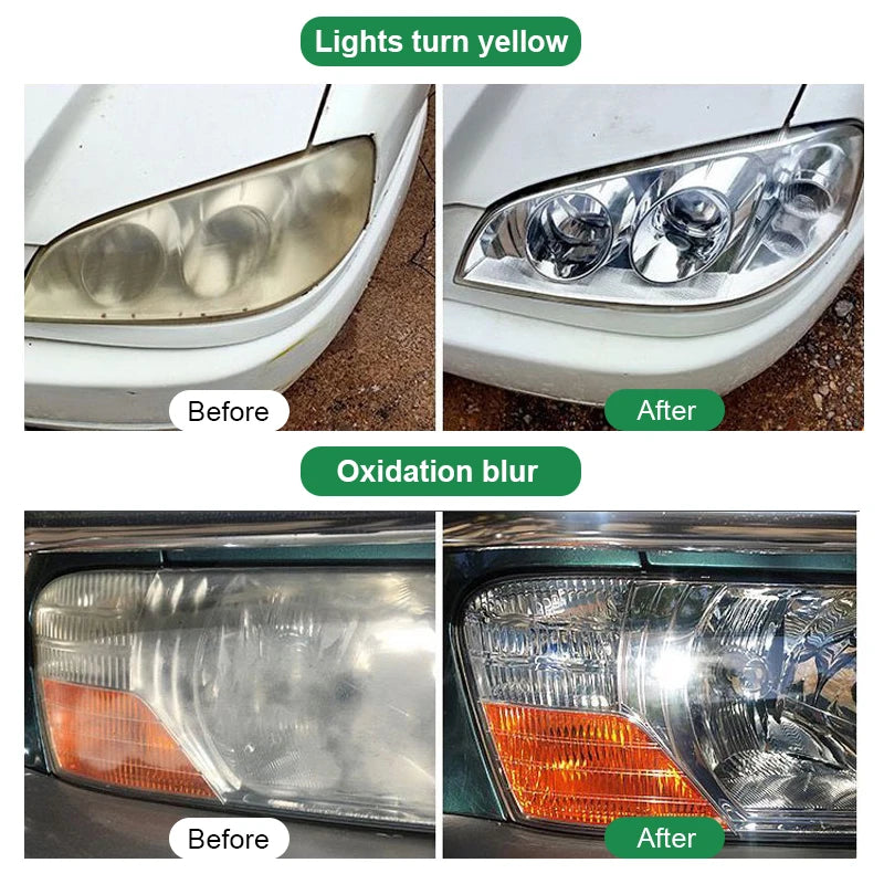 Kit Restauración de Faros Coche 30ml-300ml | Pulimento Eliminador de Rayones, Amarillamiento y Oxidación | Líquido Pulidor Lentes