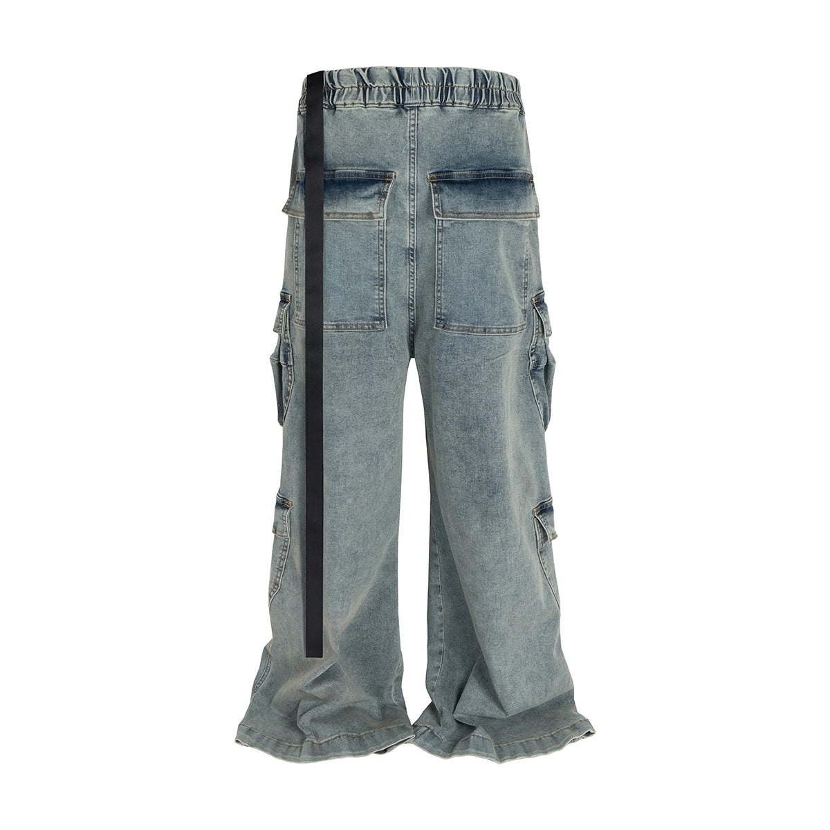 Jeans Cargo Oversize Multibolsillos Unisex | Pantalones Vaqueros Baggy Streetwear Wide Leg con Cintas