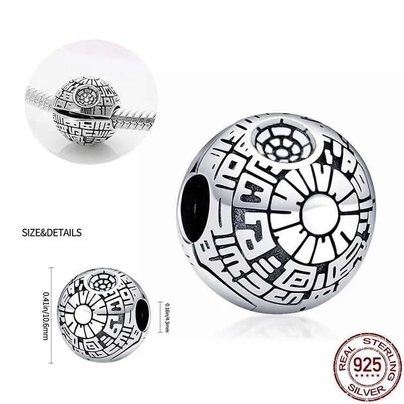 Charm Star Wars Mandalorian en Plata 925 – Abalorio Yoda y Casco Mandalorian para Pulsera Original Mujer