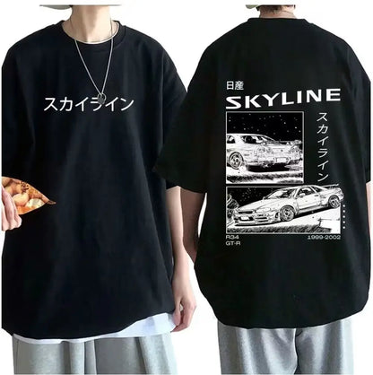 Camiseta Algodón Drift Japan AE86 | Anime Hombre y Mujer | Oversized Casual R34 Skyline GTR JDM