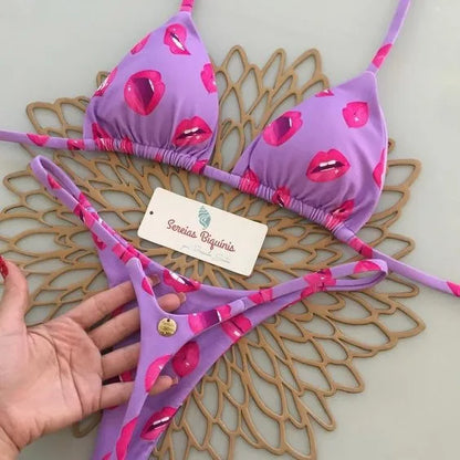 Bikini Mujer Estampado | G-String Sexy 2 Piezas Verano Playa Vacaciones