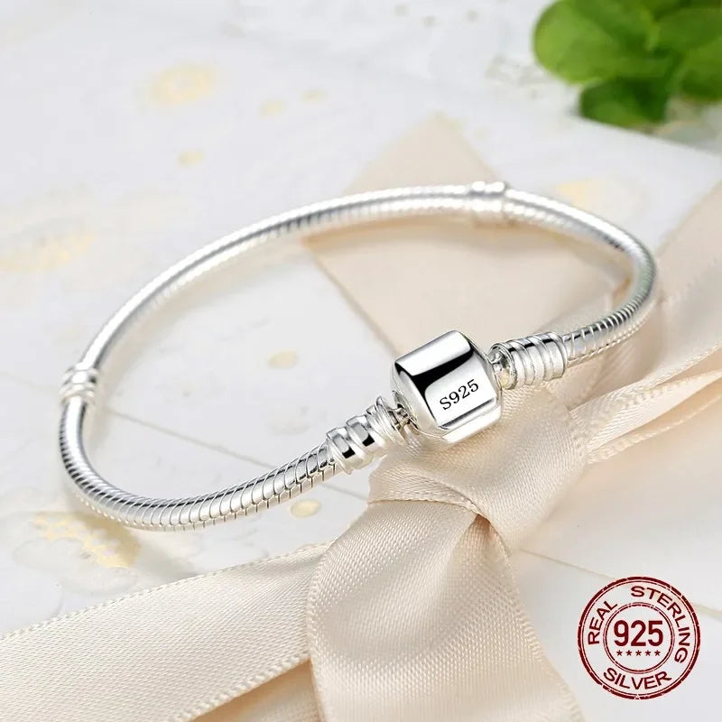 Pulsera de Plata 925 Hecha a Mano - Diseño Suave Tipo Snake Bone para Mujer