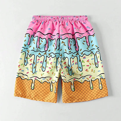 Bañador Hombre Helado 3D | Shorts Playa Y2K Secado Rápido Tallas Grandes – Bermuda Verano