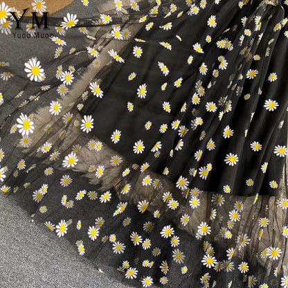 Vestido Verano Mujer Estilo Coreano | Vestido Midi Doble Capa con Tirantes y Estampado de Margaritas
