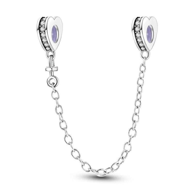 Charm de seguridad en plata 925 – Serie copo de nieve, luna, estrella, corazón y moño para pulseras tipo Pandora