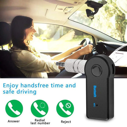Receptor Bluetooth 5.0 AUX para Coche | Adaptador de Audio Inalámbrico 3.5mm con Micrófono | Transmisor de Música y Manos Libres