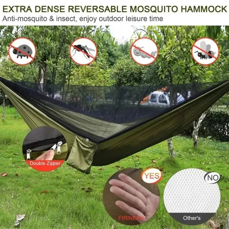 Hamaca de Camping con Mosquitera – Ligero de Tela Paracaídas 250x120 cm