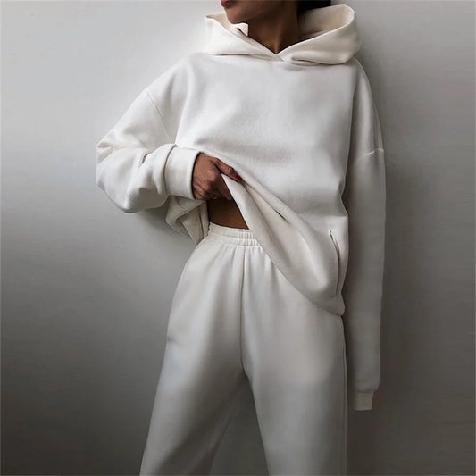 Conjunto Deportivo Mujer 2 Piezas | Sudadera Hoodie Oversize + Pantalón Largo Casual Otoño Invierno