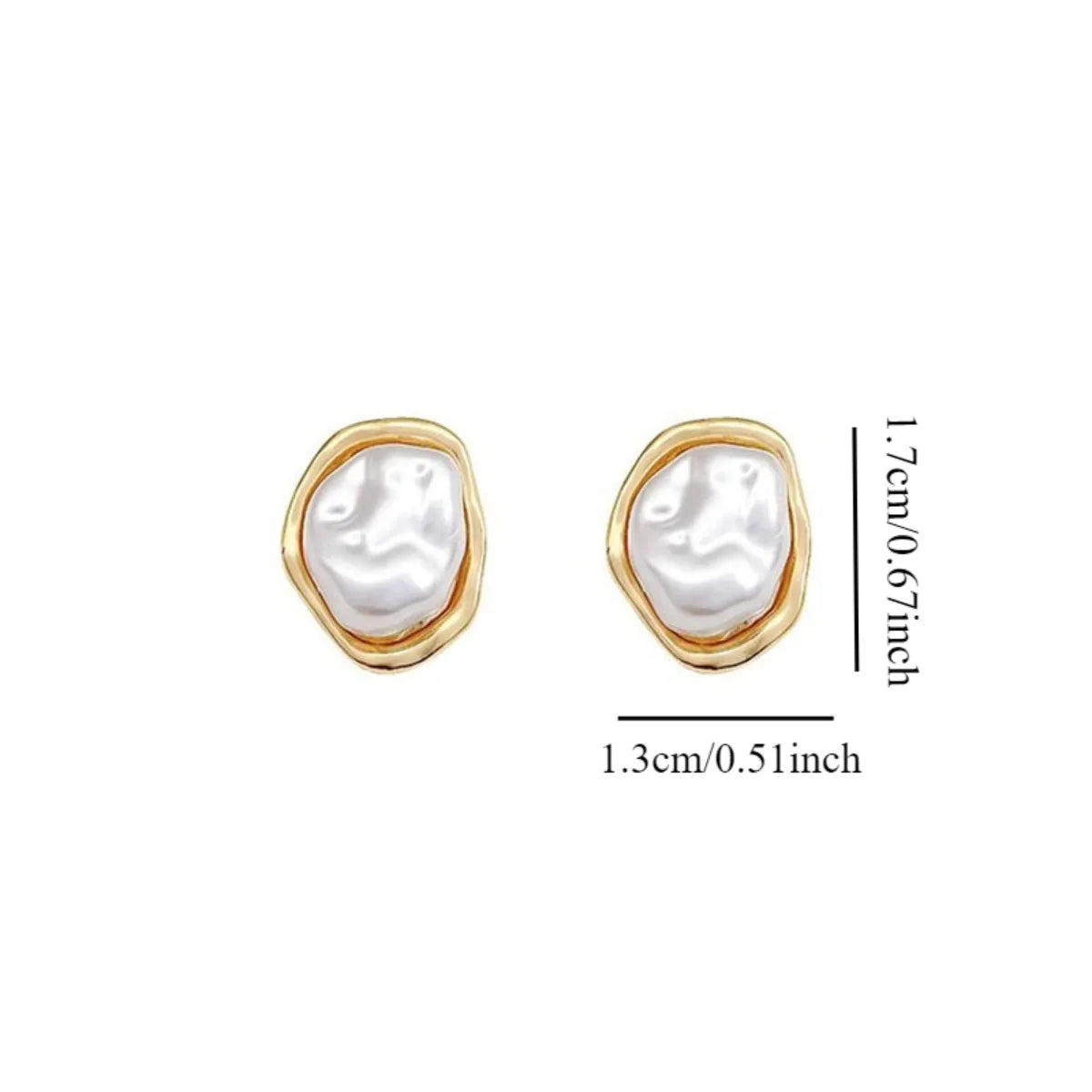 2PCS Pendientes Elegantes de Perla Imitación – Diseño Geométrico Dorado y Plateado para Mujer, Joyería Moderna y Sofisticada