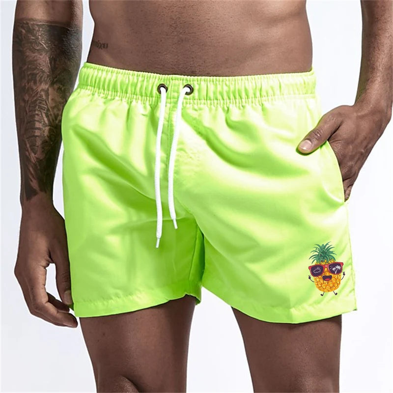 Bañador Hombre Piñas Verano | Shorts Playa Secado Rápido con Bolsillos y Forro – Swimwear Tropical