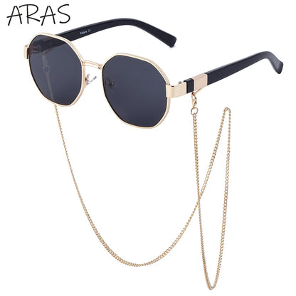 Gafas de Sol Poligonales con Cadena para Mujer | Tendencia 2025 Lujo y Estilo Único