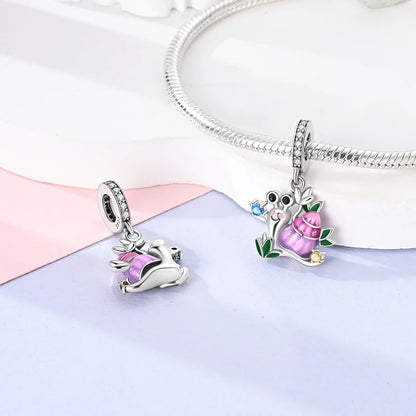 Charm de Plata 925 Luciérnaga y Mariposa Luminoso – Abalorio Brillante para Pulseras Originales