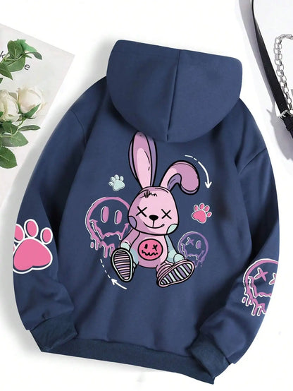 Sudadera Oversize Mujer Estilo Hip Hop | Hoodie Casual Estampado con Felpa Cálida Otoño Invierno