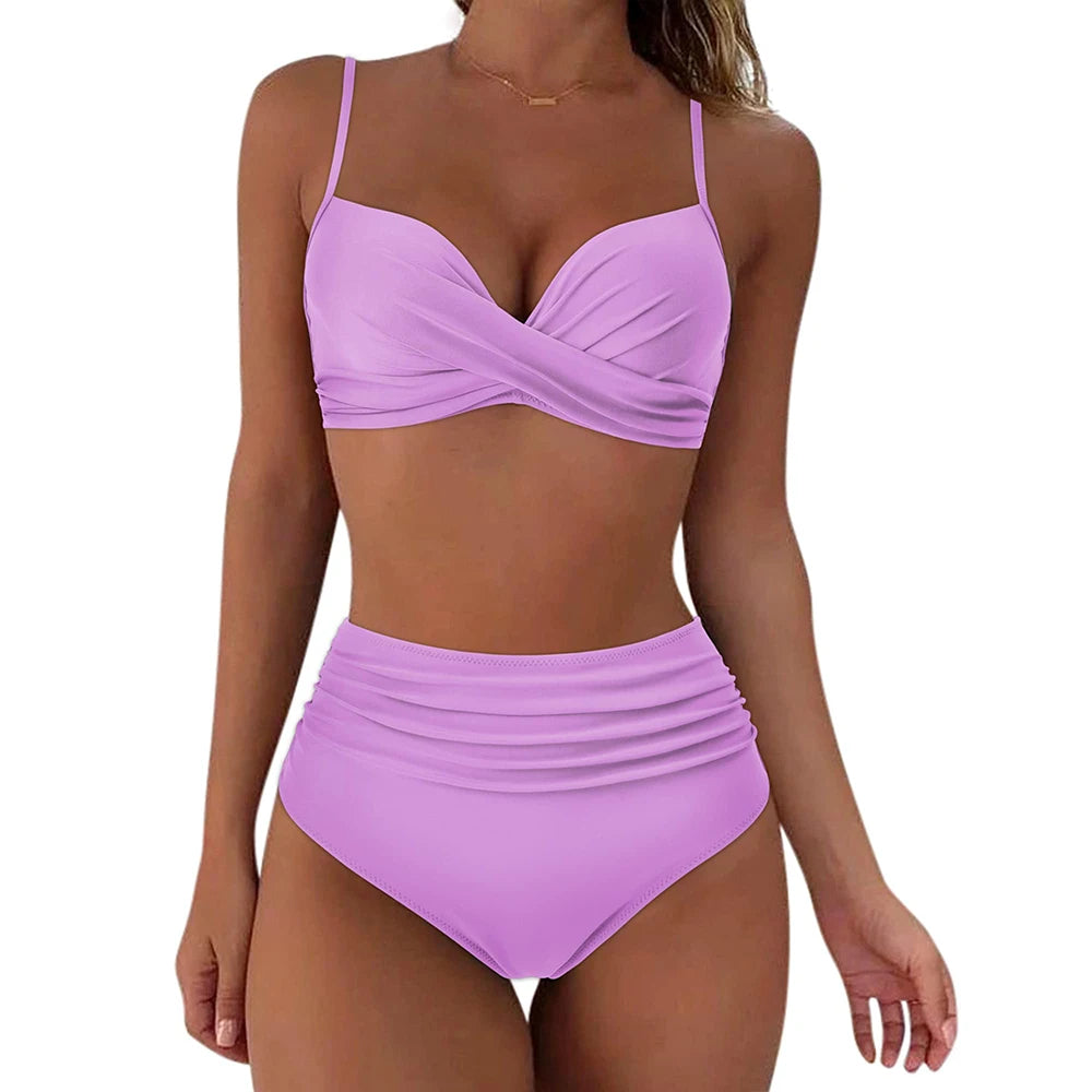 Bikini Vintage Mujer 2025 | Push Up Cintura Alta Estampado Retro Verano Playa